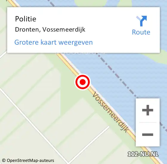 Locatie op kaart van de 112 melding: Politie Dronten, Vossemeerdijk op 3 september 2014 21:16