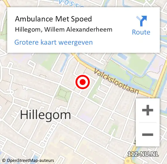 Locatie op kaart van de 112 melding: Ambulance Met Spoed Naar Hillegom, Willem Alexanderheem op 4 augustus 2023 14:35