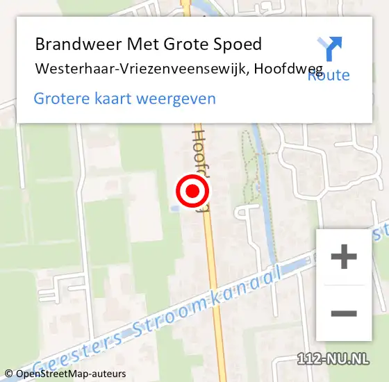 Locatie op kaart van de 112 melding: Brandweer Met Grote Spoed Naar Westerhaar-Vriezenveensewijk, Hoofdweg op 4 augustus 2023 14:52