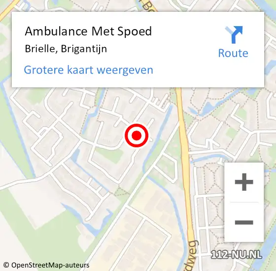 Locatie op kaart van de 112 melding: Ambulance Met Spoed Naar Brielle, Brigantijn op 4 augustus 2023 15:14