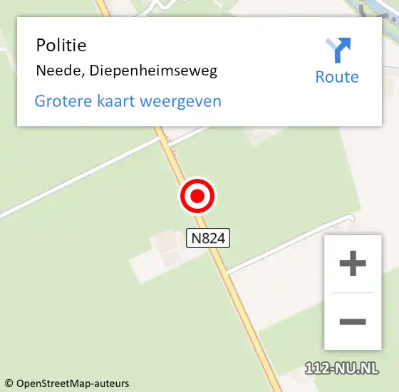Locatie op kaart van de 112 melding: Politie Neede, Diepenheimseweg op 4 augustus 2023 16:01