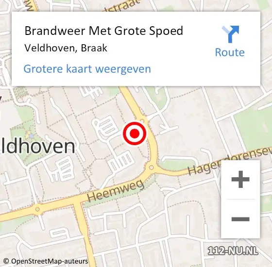 Locatie op kaart van de 112 melding: Brandweer Met Grote Spoed Naar Veldhoven, Braak op 4 augustus 2023 16:03