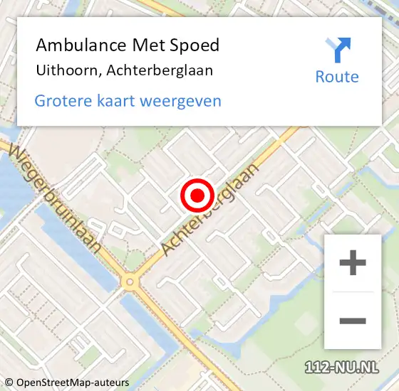 Locatie op kaart van de 112 melding: Ambulance Met Spoed Naar Uithoorn, Achterberglaan op 4 augustus 2023 16:06