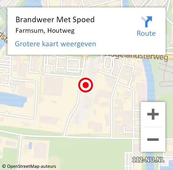 Locatie op kaart van de 112 melding: Brandweer Met Spoed Naar Farmsum, Houtweg op 4 augustus 2023 16:22