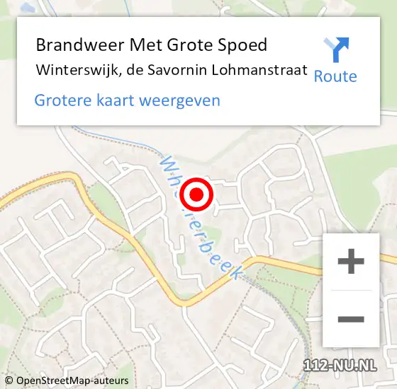 Locatie op kaart van de 112 melding: Brandweer Met Grote Spoed Naar Winterswijk, de Savornin Lohmanstraat op 4 augustus 2023 17:02