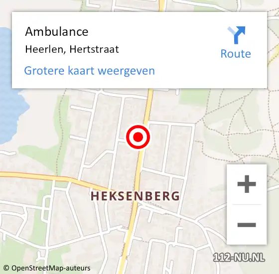 Locatie op kaart van de 112 melding: Ambulance Heerlen, Hertstraat op 3 september 2014 21:41