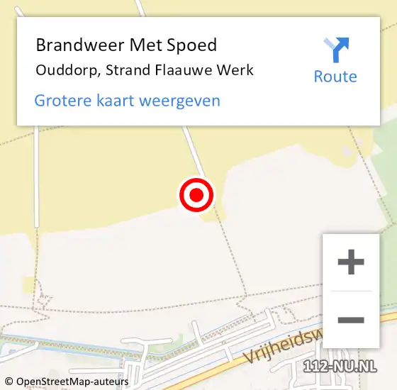 Locatie op kaart van de 112 melding: Brandweer Met Spoed Naar Ouddorp, Strand Flaauwe Werk op 4 augustus 2023 17:10