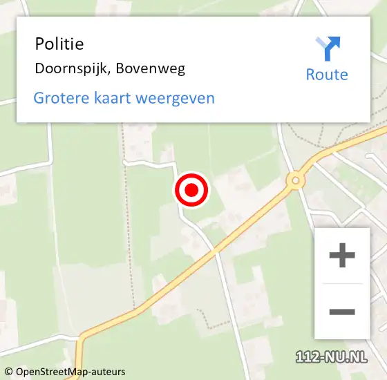 Locatie op kaart van de 112 melding: Politie Doornspijk, Bovenweg op 4 augustus 2023 17:18