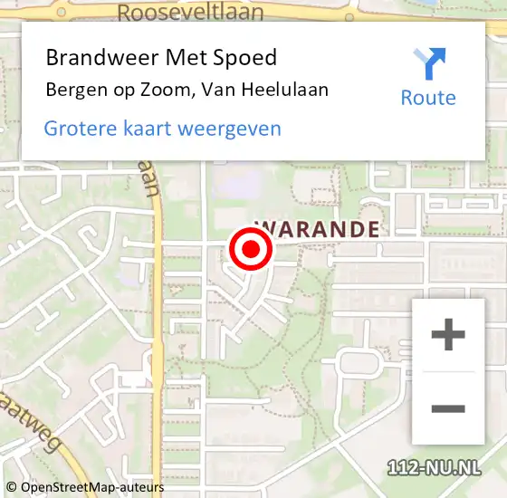 Locatie op kaart van de 112 melding: Brandweer Met Spoed Naar Bergen op Zoom, Van Heelulaan op 4 augustus 2023 17:24