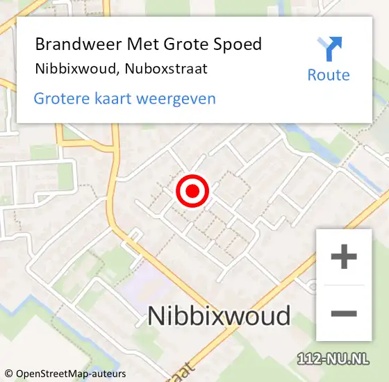 Locatie op kaart van de 112 melding: Brandweer Met Grote Spoed Naar Nibbixwoud, Nuboxstraat op 4 augustus 2023 17:30