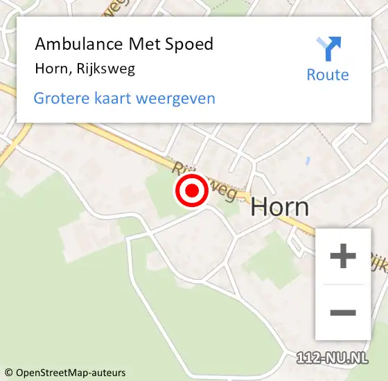 Locatie op kaart van de 112 melding: Ambulance Met Spoed Naar Horn, Rijksweg op 4 augustus 2023 17:41