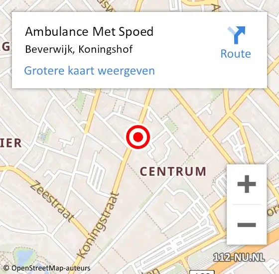 Locatie op kaart van de 112 melding: Ambulance Met Spoed Naar Beverwijk, Koningshof op 4 augustus 2023 17:51