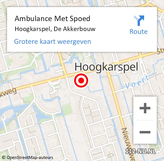 Locatie op kaart van de 112 melding: Ambulance Met Spoed Naar Hoogkarspel, De Akkerbouw op 4 augustus 2023 18:01