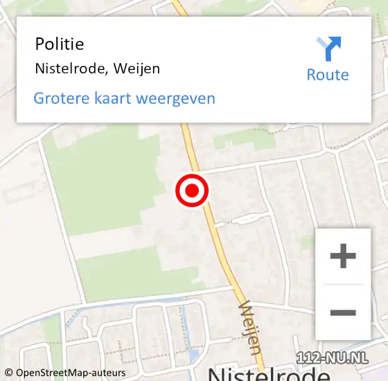 Locatie op kaart van de 112 melding: Politie Nistelrode, Weijen op 4 augustus 2023 18:13