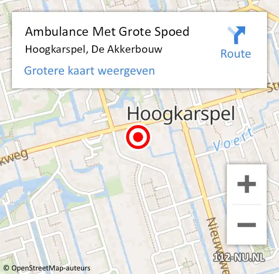 Locatie op kaart van de 112 melding: Ambulance Met Grote Spoed Naar Hoogkarspel, De Akkerbouw op 4 augustus 2023 18:19