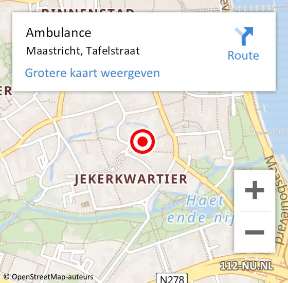 Locatie op kaart van de 112 melding: Ambulance Maastricht, Tafelstraat op 3 september 2014 21:58