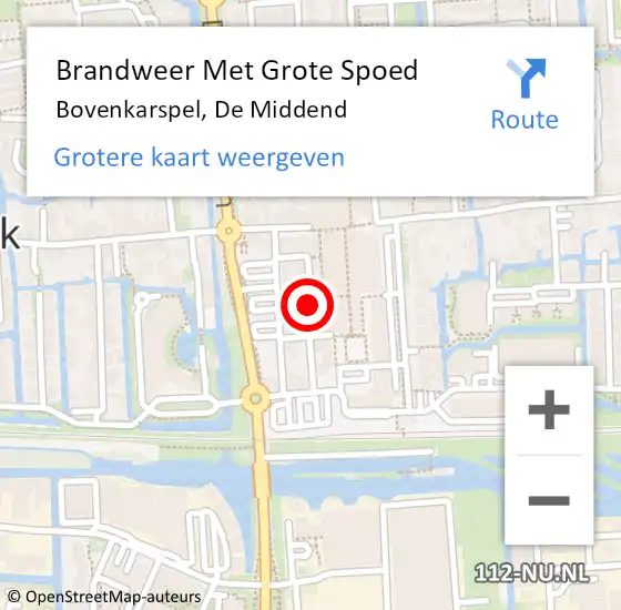 Locatie op kaart van de 112 melding: Brandweer Met Grote Spoed Naar Bovenkarspel, De Middend op 4 augustus 2023 18:38