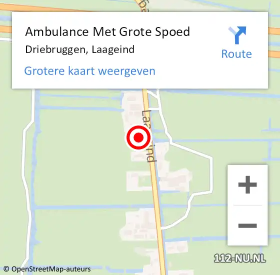 Locatie op kaart van de 112 melding: Ambulance Met Grote Spoed Naar Driebruggen, Laageind op 3 september 2014 21:59