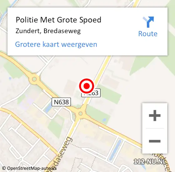 Locatie op kaart van de 112 melding: Politie Met Grote Spoed Naar Zundert, Bredaseweg op 4 augustus 2023 19:08