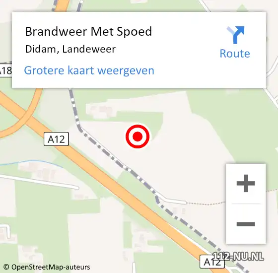 Locatie op kaart van de 112 melding: Brandweer Met Spoed Naar Didam, Landeweer op 4 augustus 2023 19:22