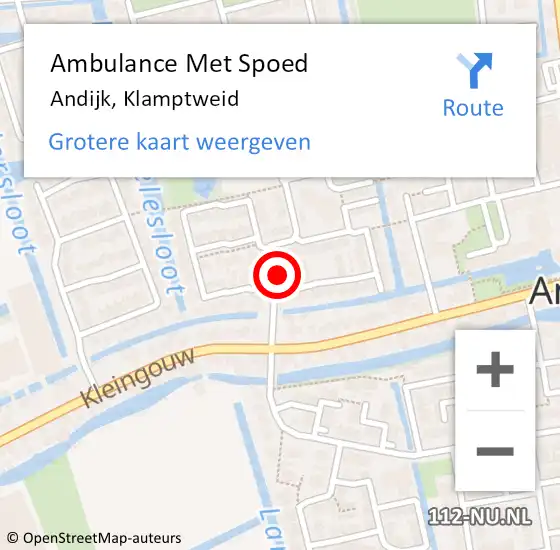 Locatie op kaart van de 112 melding: Ambulance Met Spoed Naar Andijk, Klamptweid op 4 augustus 2023 19:34