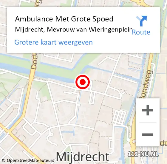 Locatie op kaart van de 112 melding: Ambulance Met Grote Spoed Naar Mijdrecht, Mevrouw van Wieringenplein op 4 augustus 2023 19:44