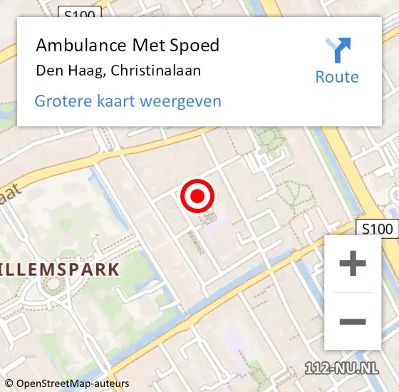 Locatie op kaart van de 112 melding: Ambulance Met Spoed Naar Den Haag, Christinalaan op 4 augustus 2023 19:50