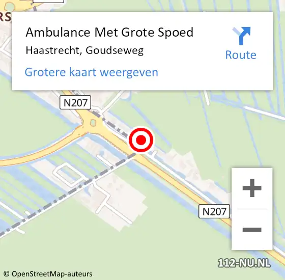Locatie op kaart van de 112 melding: Ambulance Met Grote Spoed Naar Haastrecht, Goudseweg op 4 augustus 2023 19:53