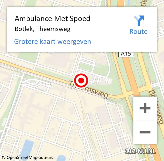 Locatie op kaart van de 112 melding: Ambulance Met Spoed Naar Botlek, Theemsweg op 3 september 2014 22:04