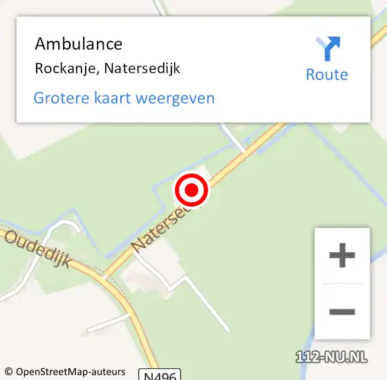 Locatie op kaart van de 112 melding: Ambulance Rockanje, Natersedijk op 4 augustus 2023 20:08