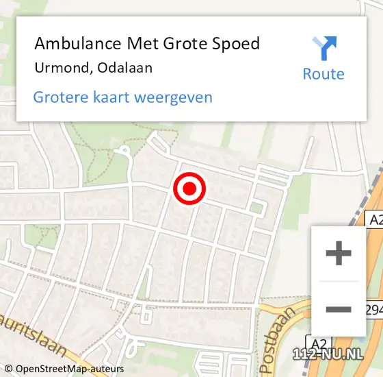 Locatie op kaart van de 112 melding: Ambulance Met Grote Spoed Naar Urmond, Odalaan op 3 september 2014 22:09