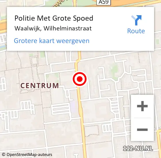 Locatie op kaart van de 112 melding: Politie Met Grote Spoed Naar Waalwijk, Wilhelminastraat op 4 augustus 2023 20:44