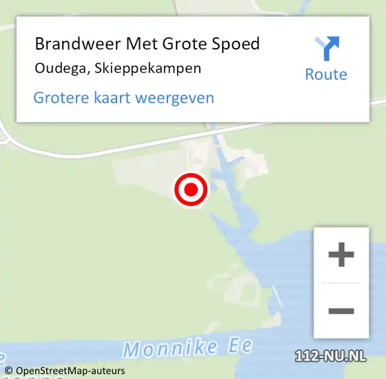 Locatie op kaart van de 112 melding: Brandweer Met Grote Spoed Naar Oudega, Skieppekampen op 4 augustus 2023 21:23