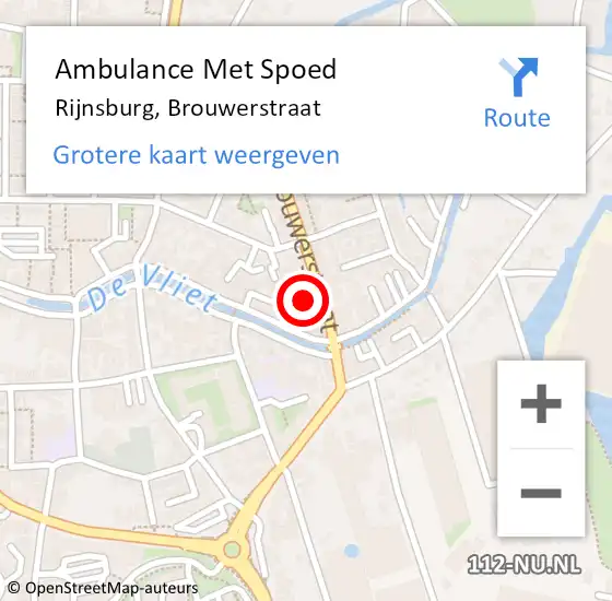 Locatie op kaart van de 112 melding: Ambulance Met Spoed Naar Rijnsburg, Brouwerstraat op 4 augustus 2023 21:35