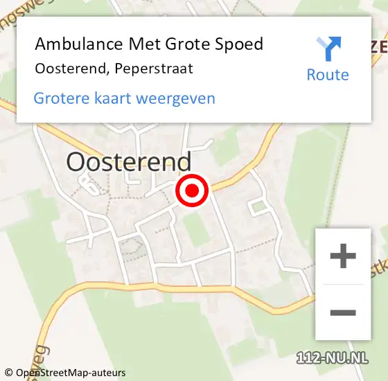 Locatie op kaart van de 112 melding: Ambulance Met Grote Spoed Naar Oosterend, Peperstraat op 4 augustus 2023 21:41
