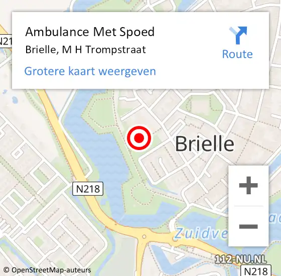 Locatie op kaart van de 112 melding: Ambulance Met Spoed Naar Brielle, M H Trompstraat op 4 augustus 2023 21:57