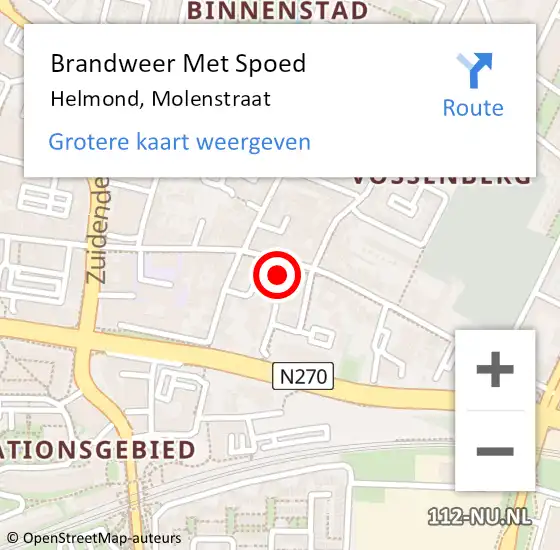 Locatie op kaart van de 112 melding: Brandweer Met Spoed Naar Helmond, Molenstraat op 4 augustus 2023 22:00