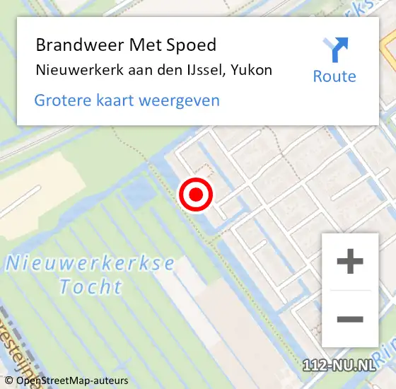 Locatie op kaart van de 112 melding: Brandweer Met Spoed Naar Nieuwerkerk aan den IJssel, Yukon op 4 augustus 2023 22:20