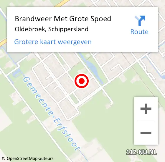 Locatie op kaart van de 112 melding: Brandweer Met Grote Spoed Naar Oldebroek, Schippersland op 4 augustus 2023 22:26