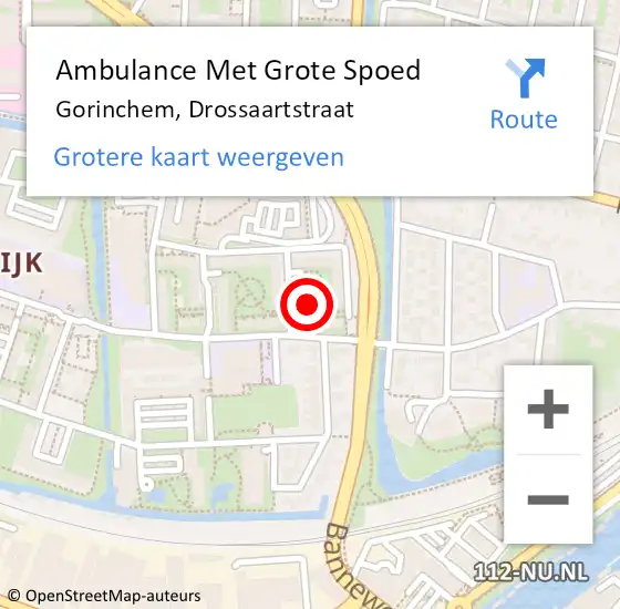 Locatie op kaart van de 112 melding: Ambulance Met Grote Spoed Naar Gorinchem, Drossaartstraat op 4 augustus 2023 23:01