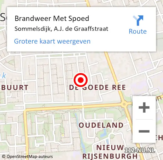 Locatie op kaart van de 112 melding: Brandweer Met Spoed Naar Sommelsdijk, A.J. de Graaffstraat op 4 augustus 2023 23:55