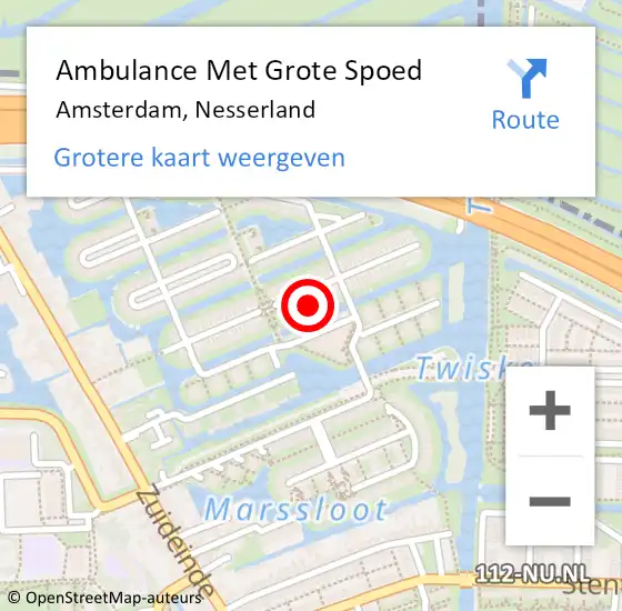 Locatie op kaart van de 112 melding: Ambulance Met Grote Spoed Naar Amsterdam, Nesserland op 4 augustus 2023 23:58