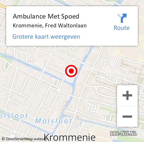 Locatie op kaart van de 112 melding: Ambulance Met Spoed Naar Krommenie, Fred Waltonlaan op 5 augustus 2023 00:02