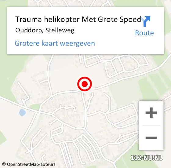 Locatie op kaart van de 112 melding: Trauma helikopter Met Grote Spoed Naar Ouddorp, Stelleweg op 5 augustus 2023 00:22