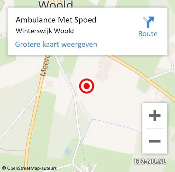 Locatie op kaart van de 112 melding: Ambulance Met Spoed Naar Winterswijk Woold op 5 augustus 2023 00:38