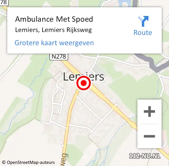 Locatie op kaart van de 112 melding: Ambulance Met Spoed Naar Lemiers, Lemiers Rijksweg op 3 september 2014 22:47