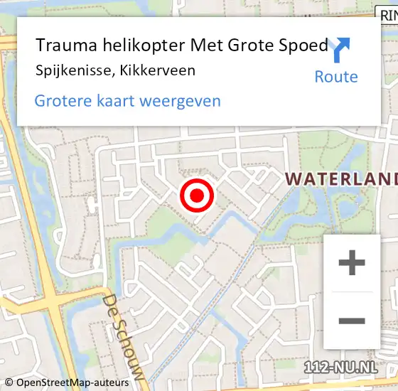 Locatie op kaart van de 112 melding: Trauma helikopter Met Grote Spoed Naar Spijkenisse, Kikkerveen op 5 augustus 2023 03:07