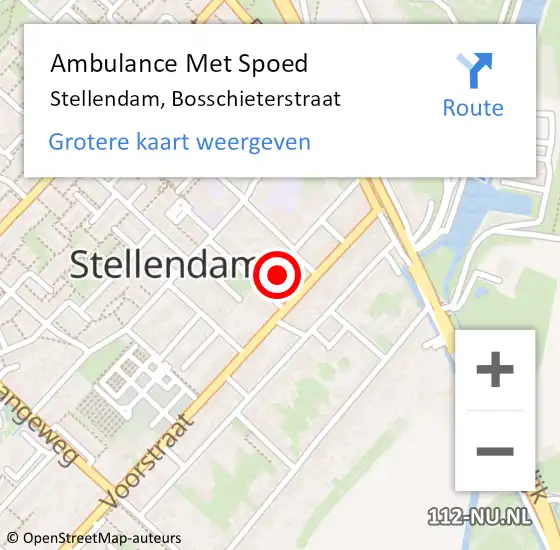Locatie op kaart van de 112 melding: Ambulance Met Spoed Naar Stellendam, Bosschieterstraat op 3 september 2014 22:48