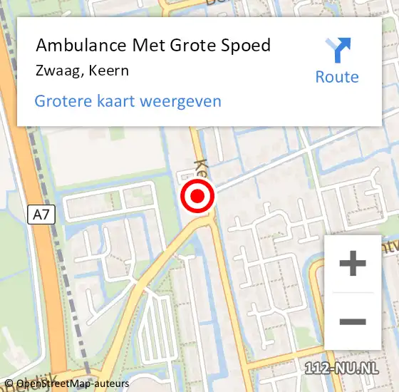 Locatie op kaart van de 112 melding: Ambulance Met Grote Spoed Naar Zwaag, Keern op 5 augustus 2023 03:48