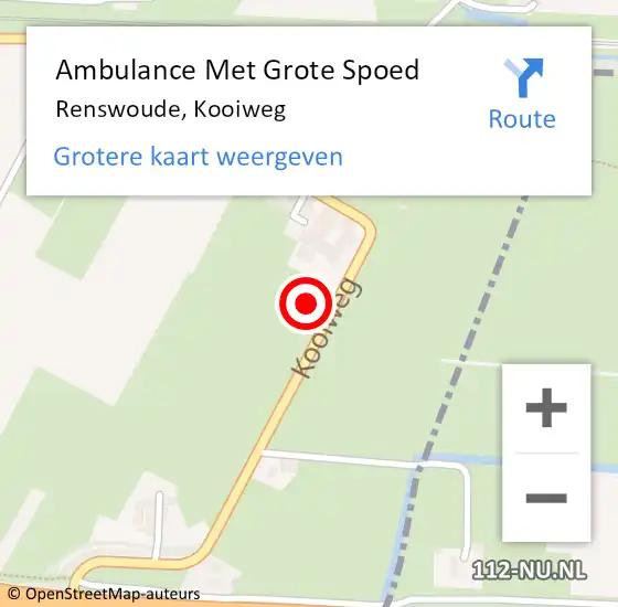 Locatie op kaart van de 112 melding: Ambulance Met Grote Spoed Naar Renswoude, Kooiweg op 3 september 2014 22:52